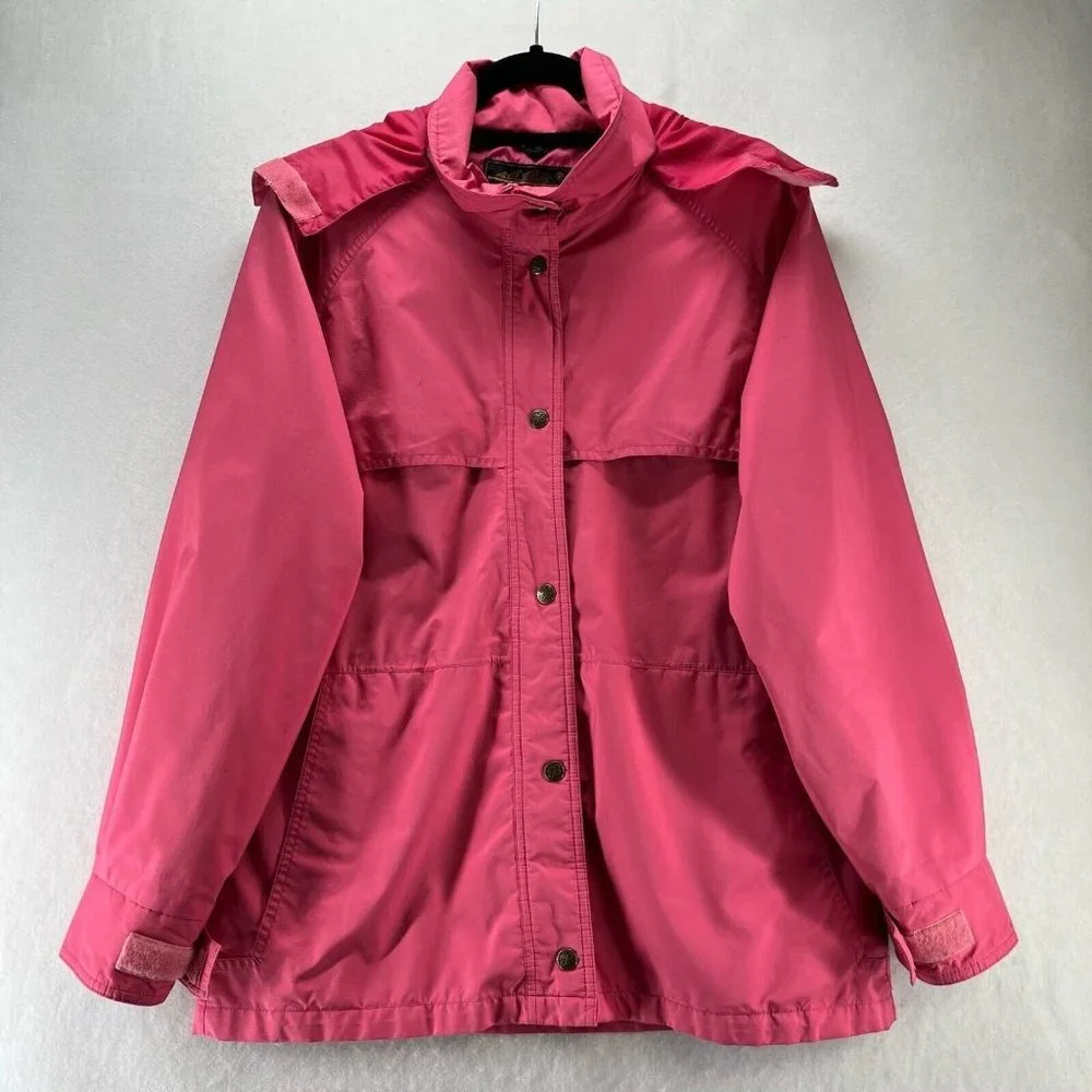 Eddie Bauer Jacket Womens Size S Parka Hoodie Full Zip Snap Long Sleeve VTG Pink